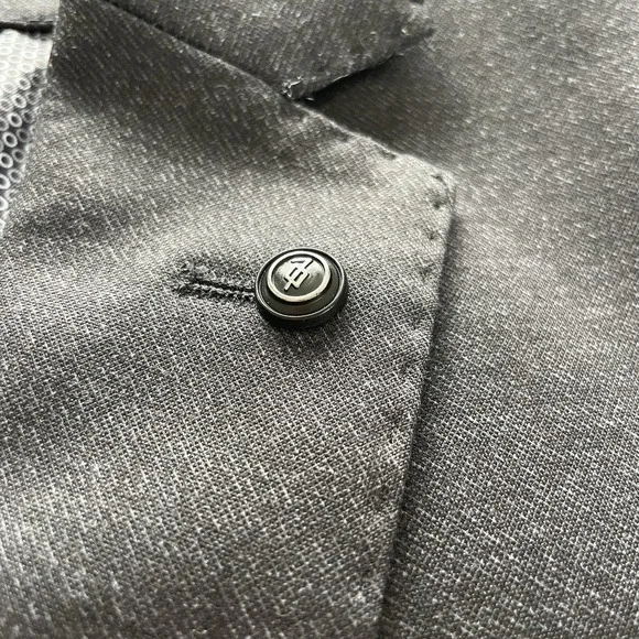 7 Diamonds Mens Medium 4 Way Stretch Blazer Dark Grey Modern 2 Button - Picture 5 of 14